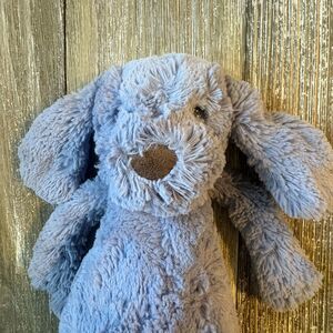 Little Jellycat Bashful Puppy 12” Chambray Blue Plush Rattle Toy Dog